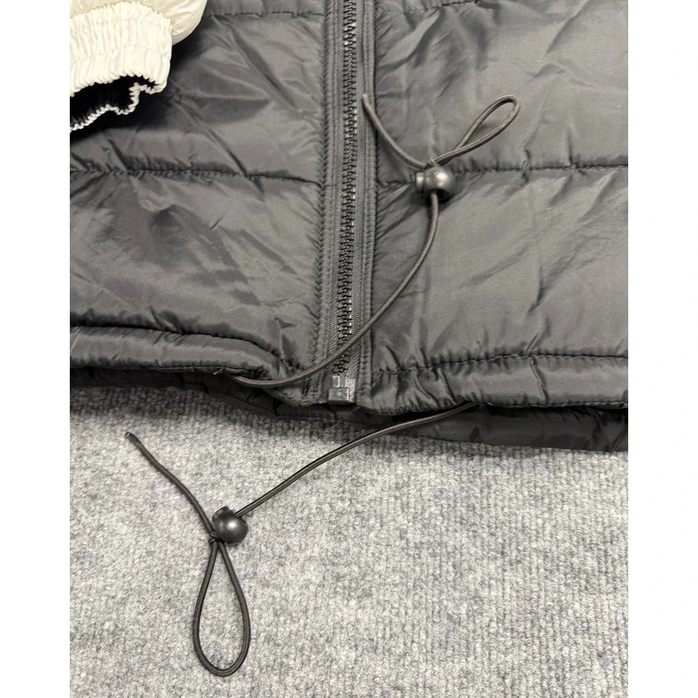 VTG Rooky‎ Men's Reversible Hooded Puffer Jacket Black Cream Size L - NEW
